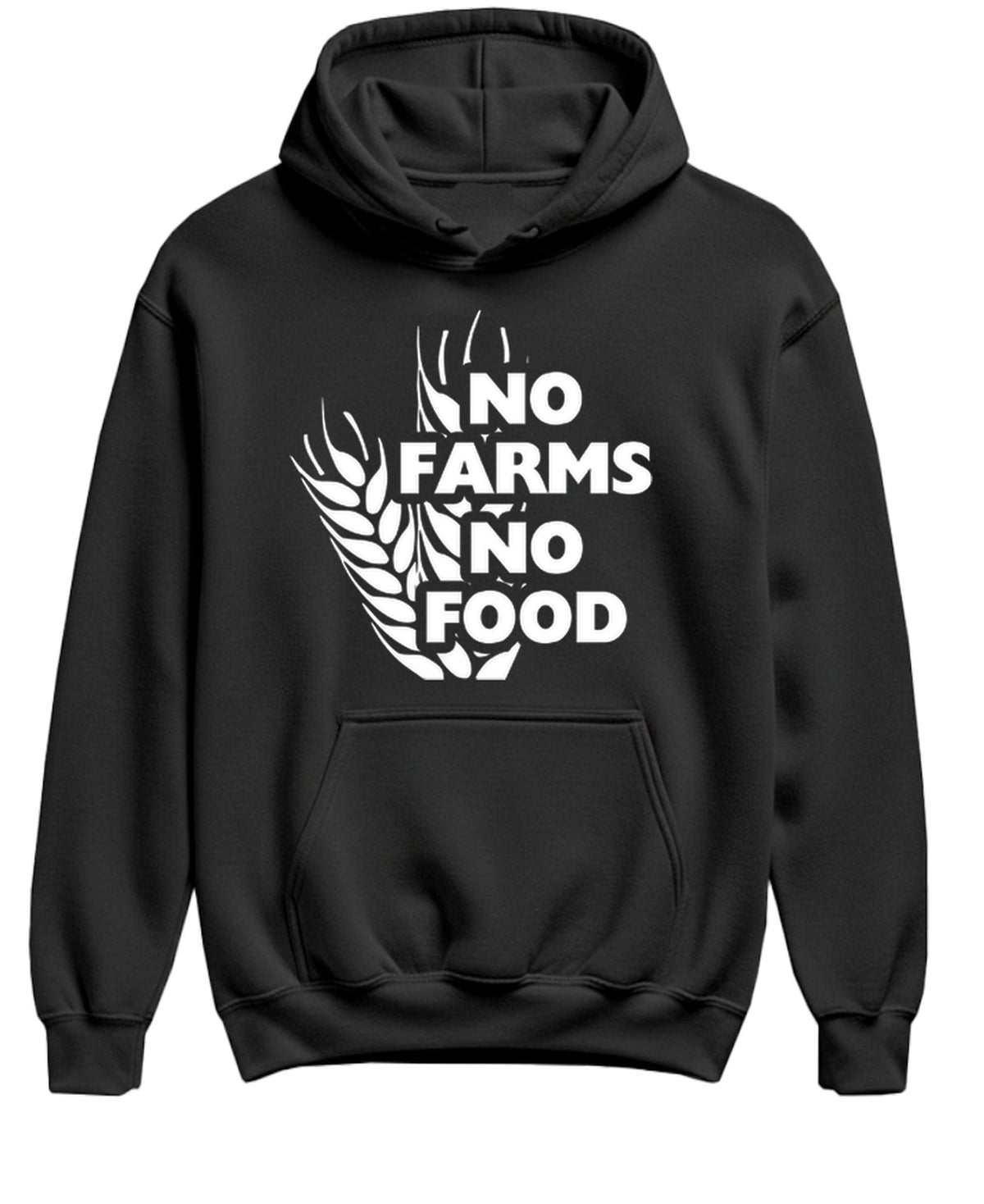 No Farms No Food — Black Hoodie — front