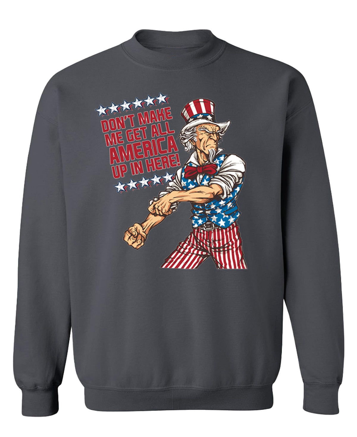 Uncle Sam Rolled-Up Sleeves — Charcoal Sweatshirt — front