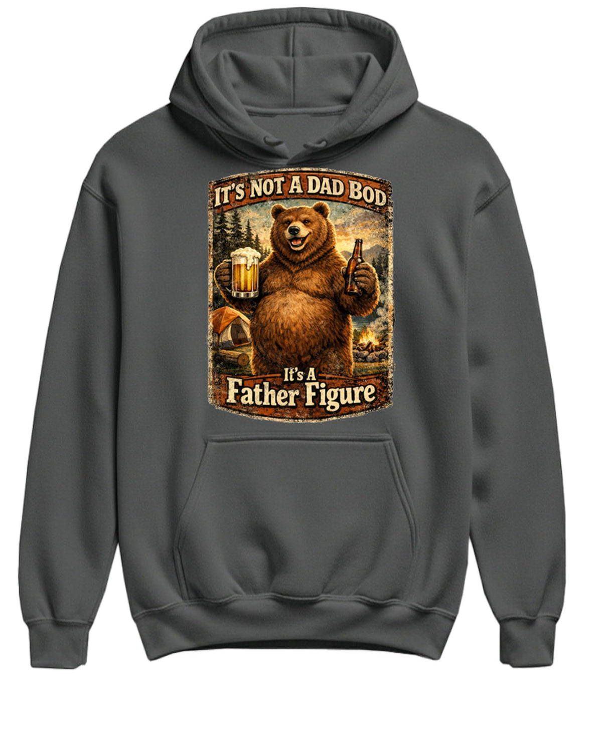 Dad Bod Father Figure — Charcoal Hoodie — front