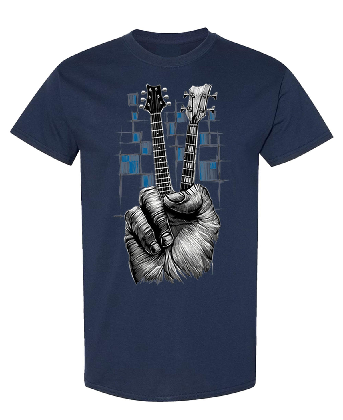 Guitar Peace Sign — Navy T-Shirt — front