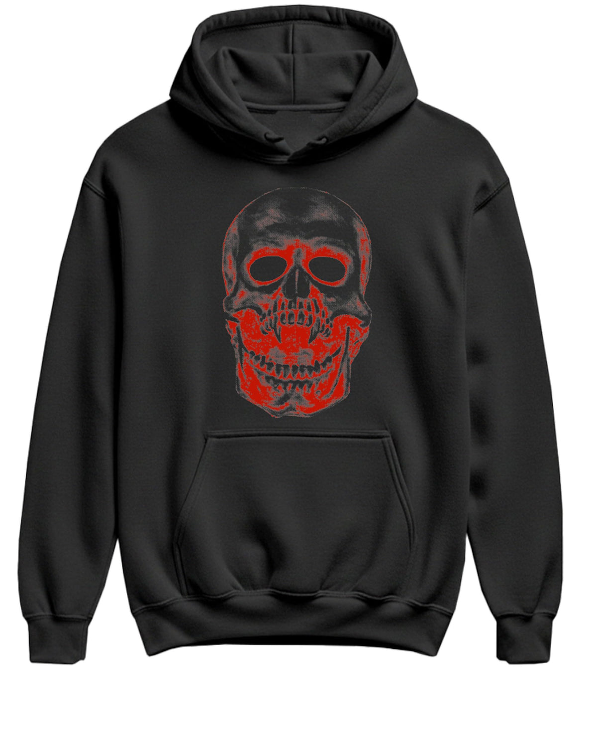 Red X-Ray Skull — Black Hoodie — front