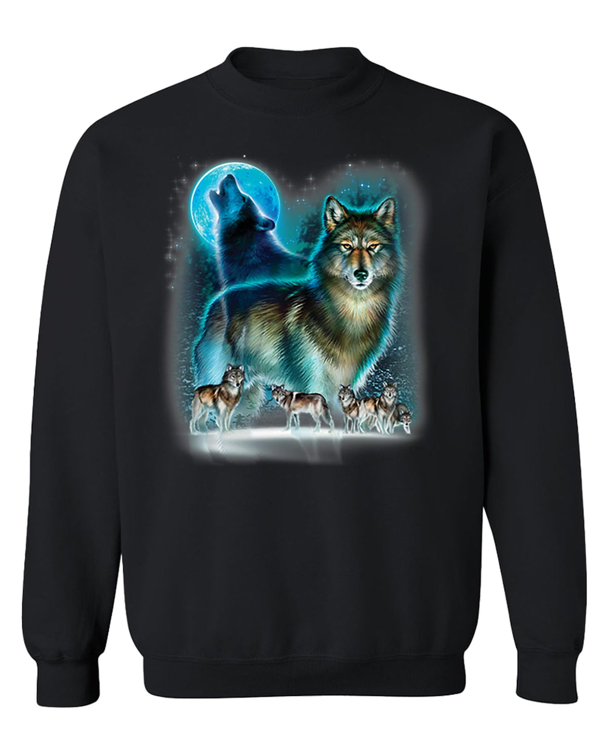 Howling Wolf Pack — Black Sweatshirt — front