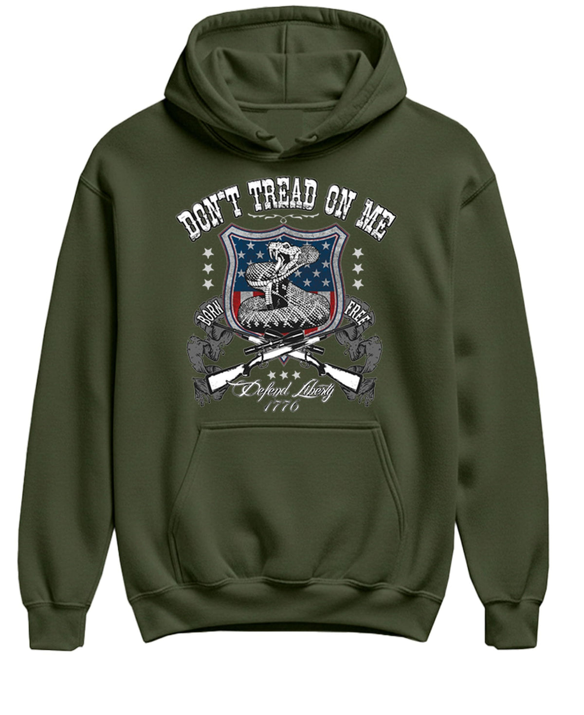 Don't Tread on Me — Military Green Hoodie — front