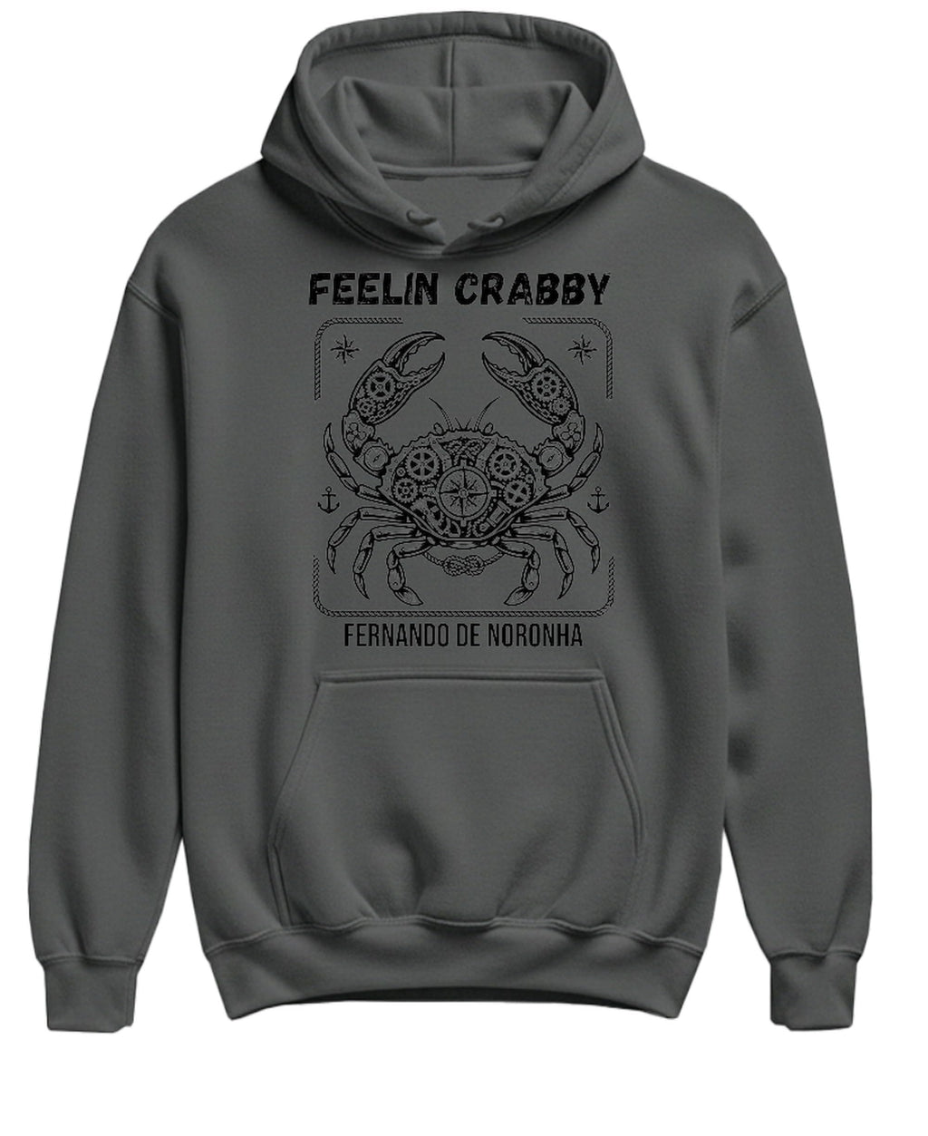 Feelin Crabby Fernando de Noronha — Charcoal Hoodie — front