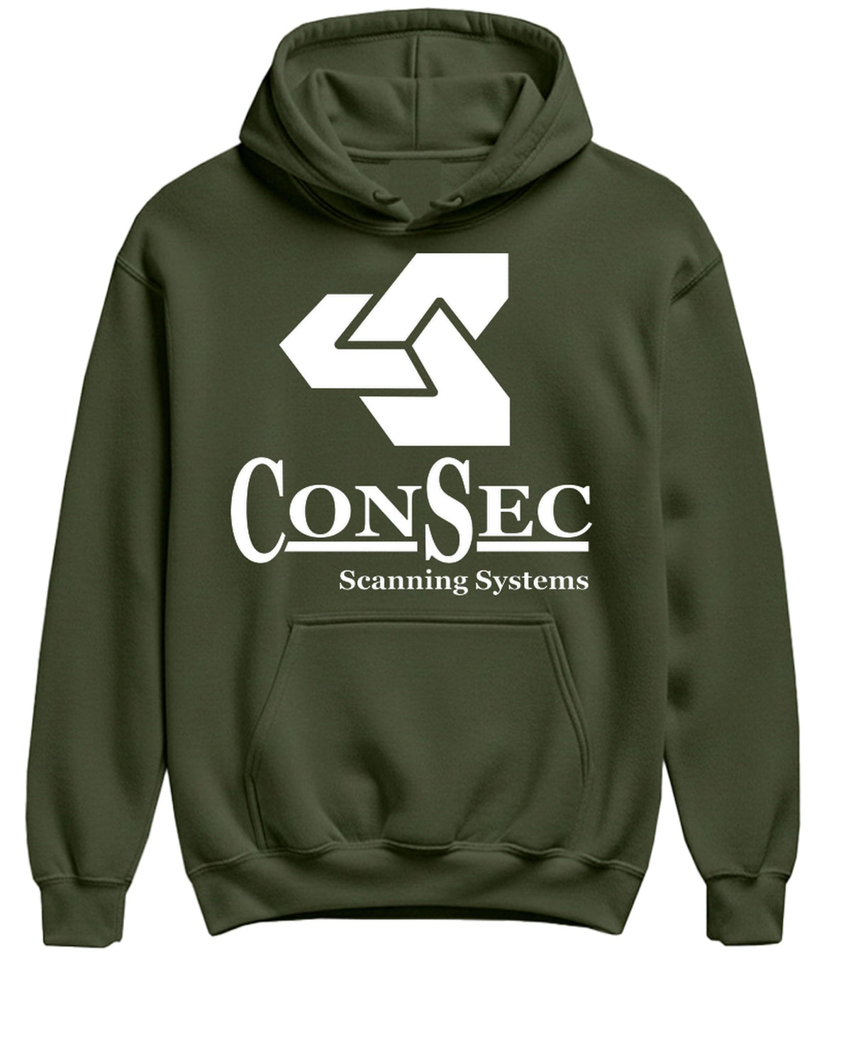 ConSec Scanning Systems — Military Green Hoodie — front
