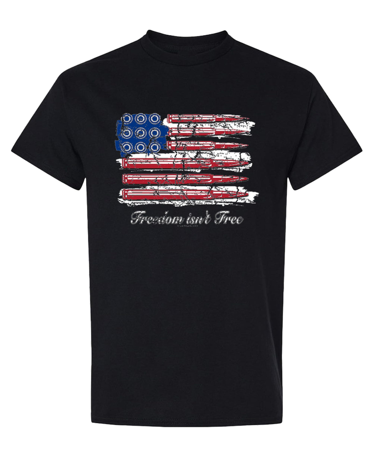 Freedom Isn't Free Flag — Black T-Shirt — front