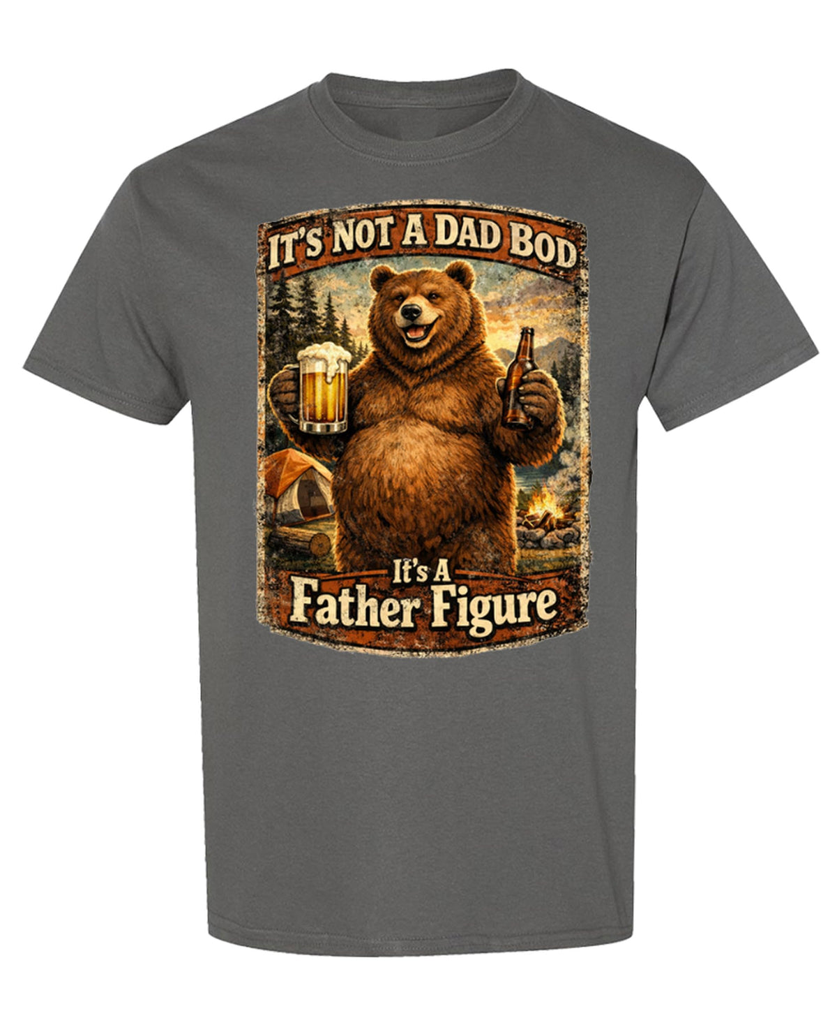Dad Bod Father Figure — Charcoal T-Shirt — front