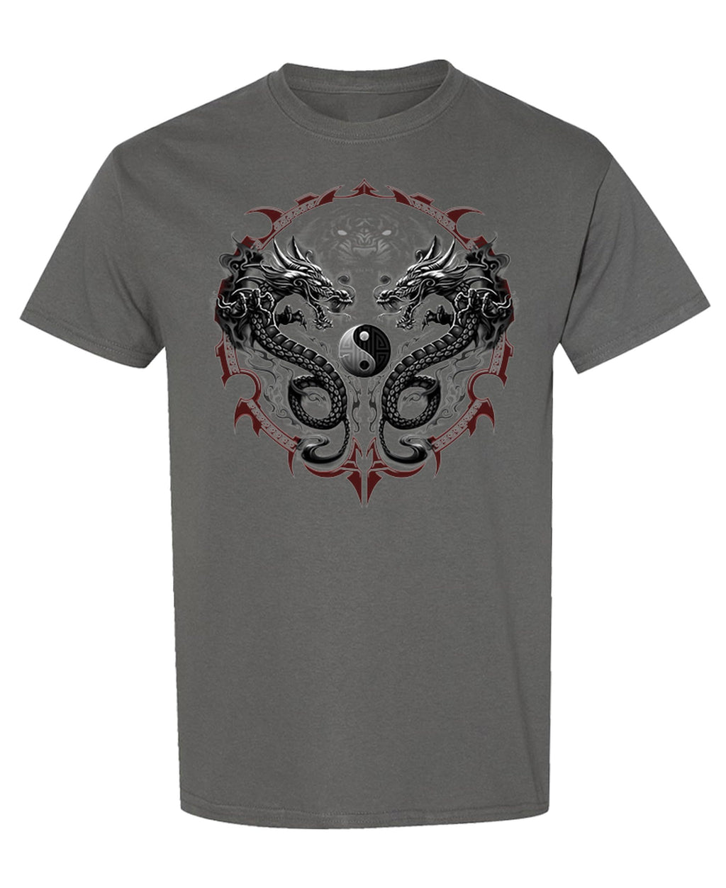 Yin Yang Dragons — Charcoal T-Shirt — front