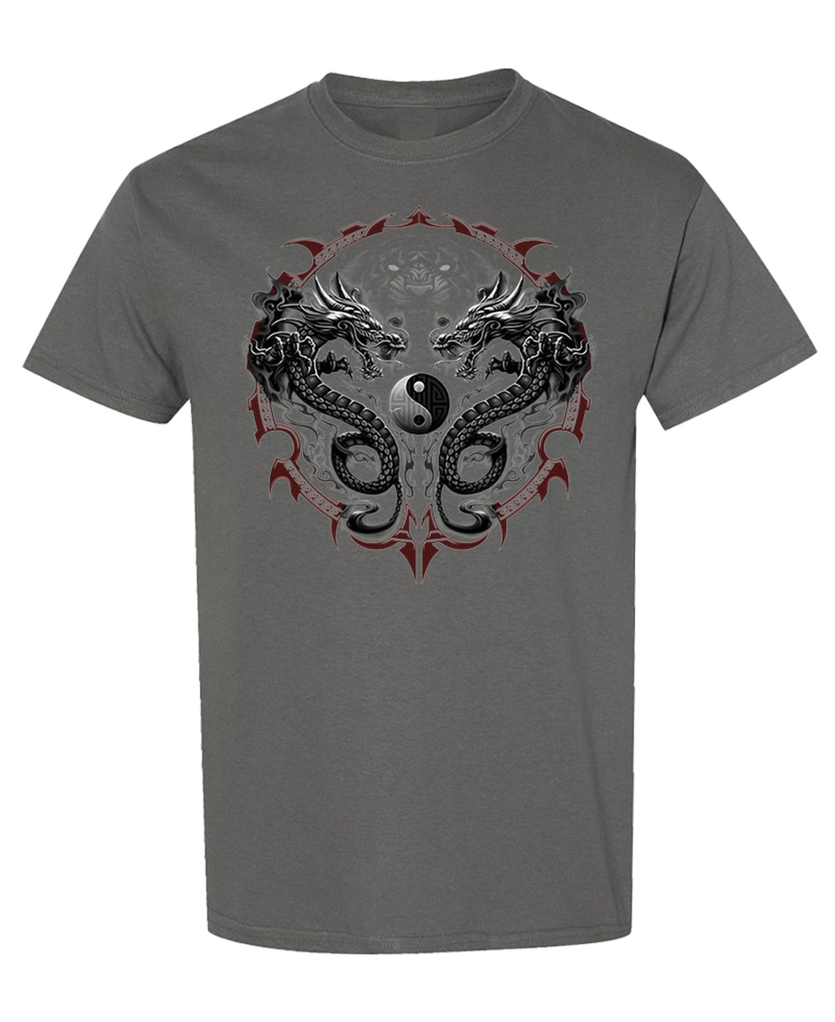 Yin Yang Dragons — Charcoal T-Shirt — front