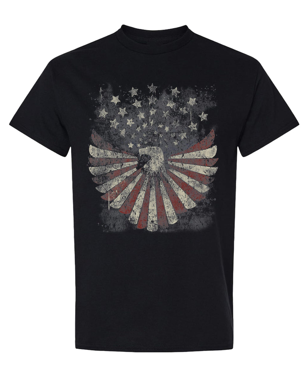 Vintage American Eagle Flag — Black T-Shirt — front