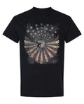 Vintage American Eagle Flag — Black T-Shirt — front
