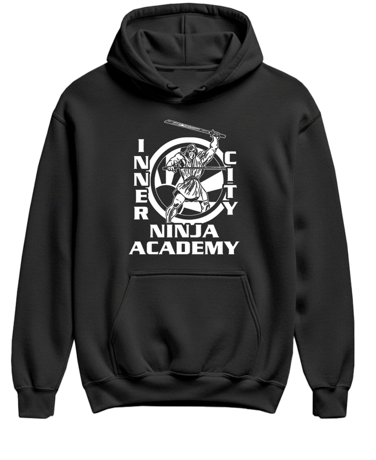 Inner City Ninja Academy — Black Hoodie — front