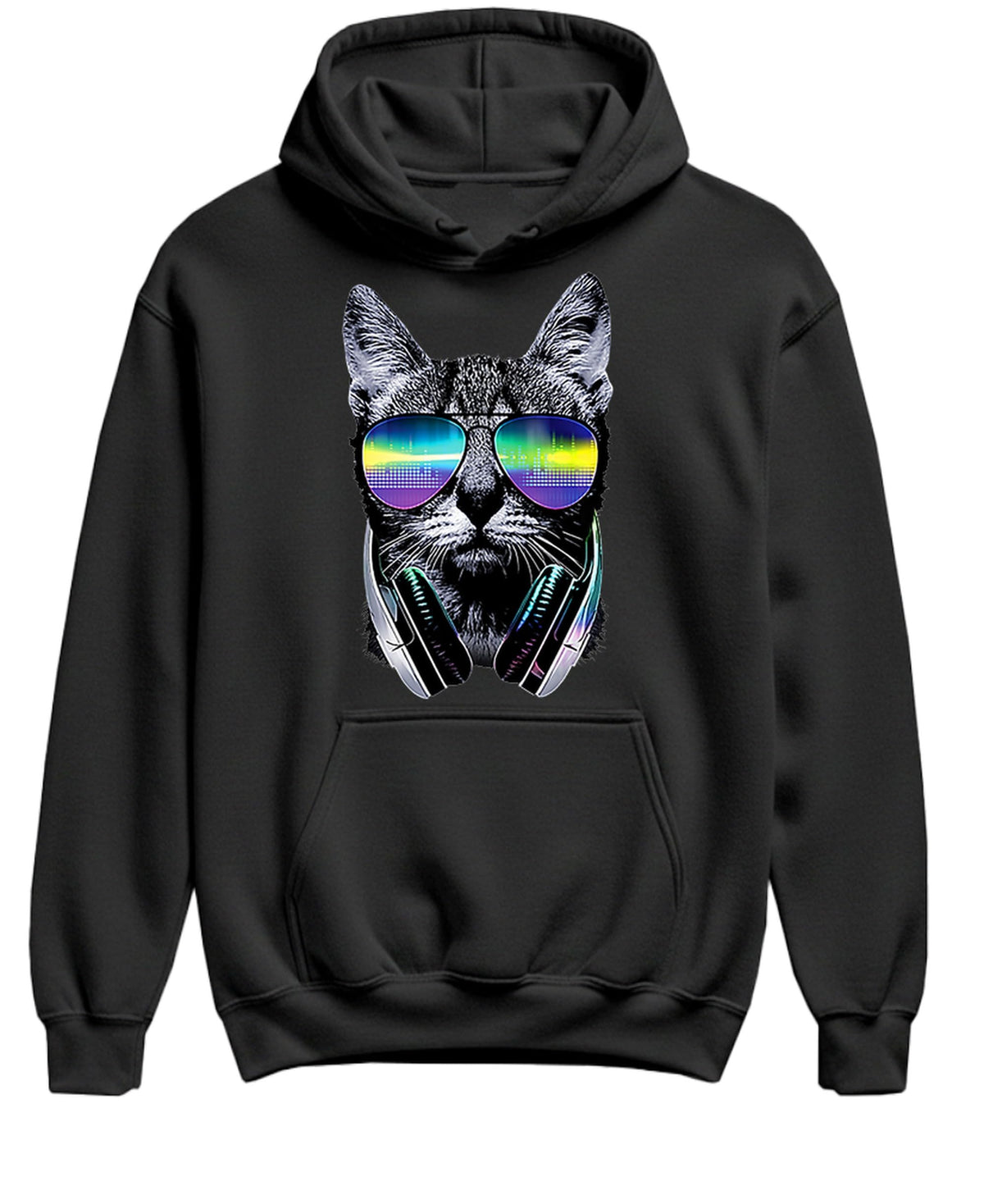 DJ Cat — Black Hoodie — front