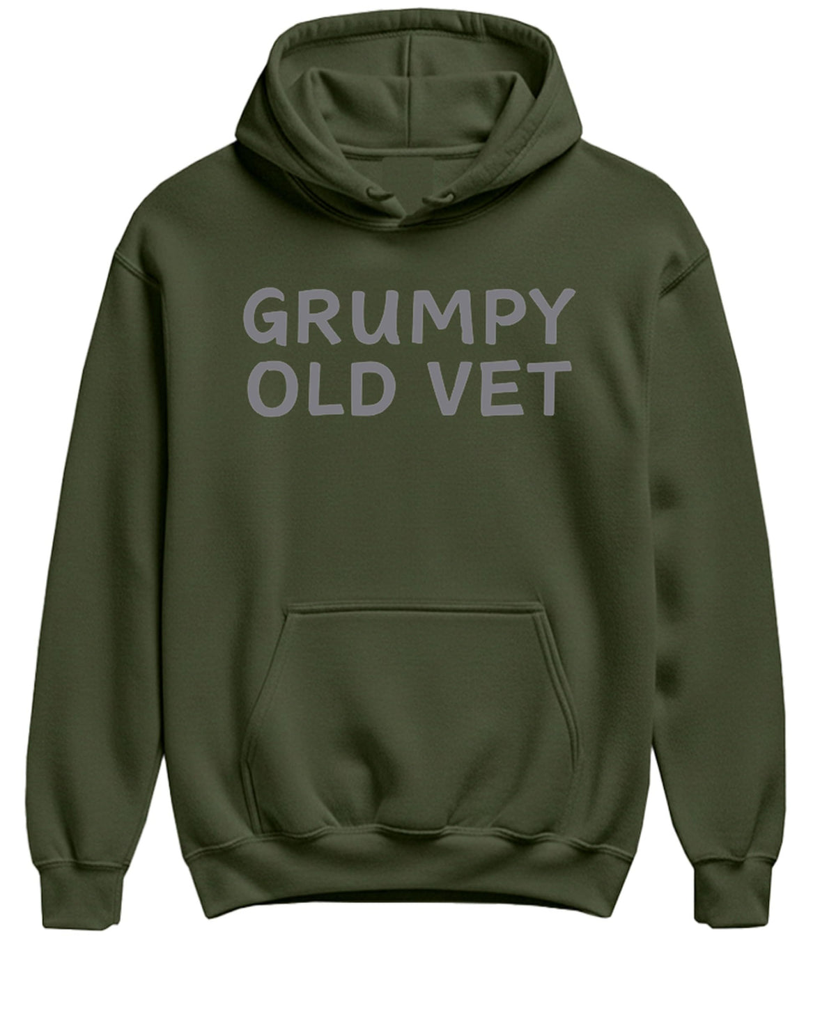 Grumpy Old Vet — Military Green Hoodie — front