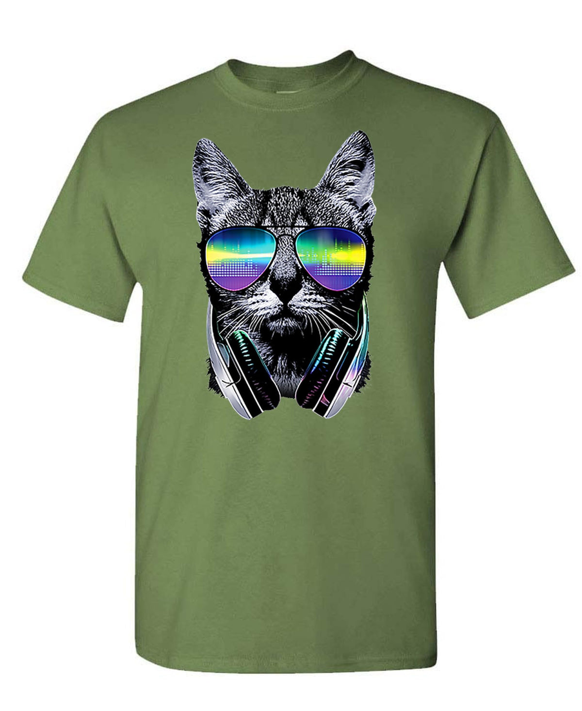 DJ Cat — Military Green T-Shirt — front