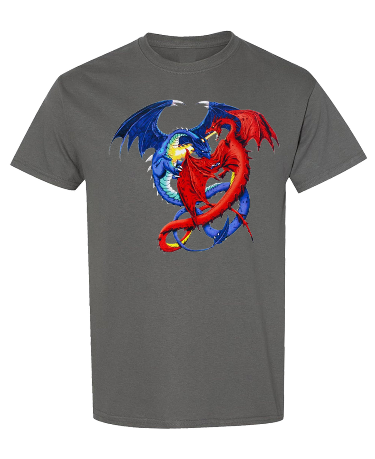 Red and Blue Dragons — Charcoal T-Shirt — front