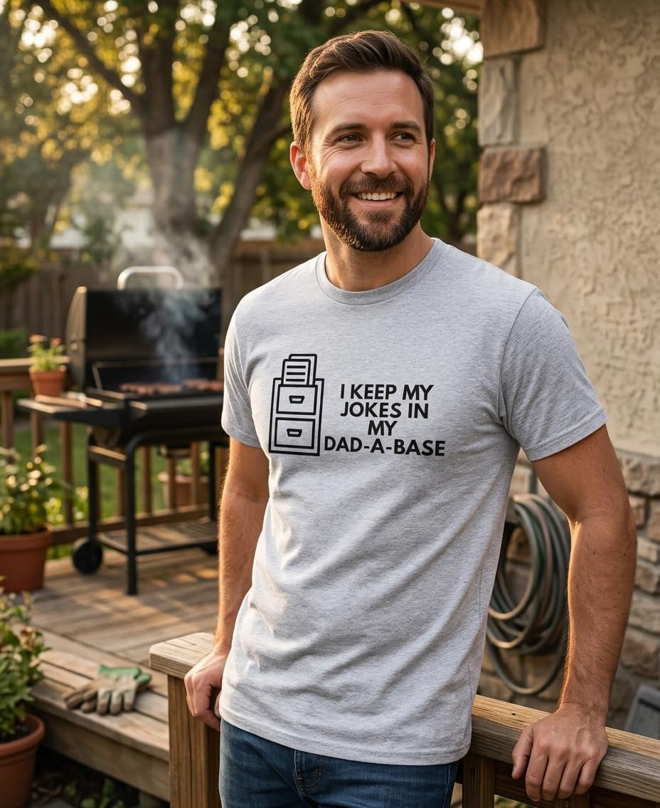 I Keep My Jokes in My Dad-A-Base — Sport Grey T-Shirt — lifestyle 2