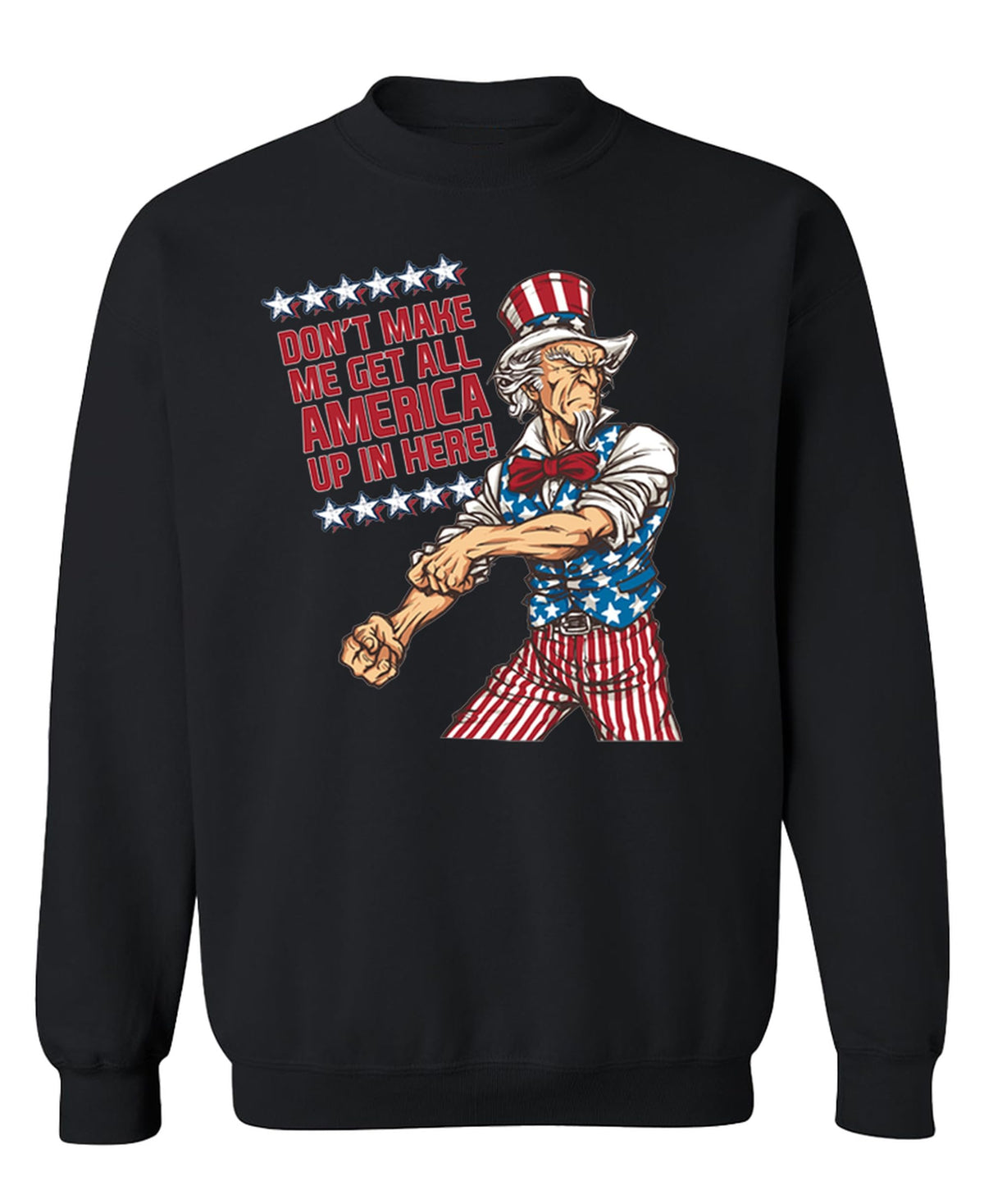 Uncle Sam Rolled-Up Sleeves — Black Sweatshirt — front