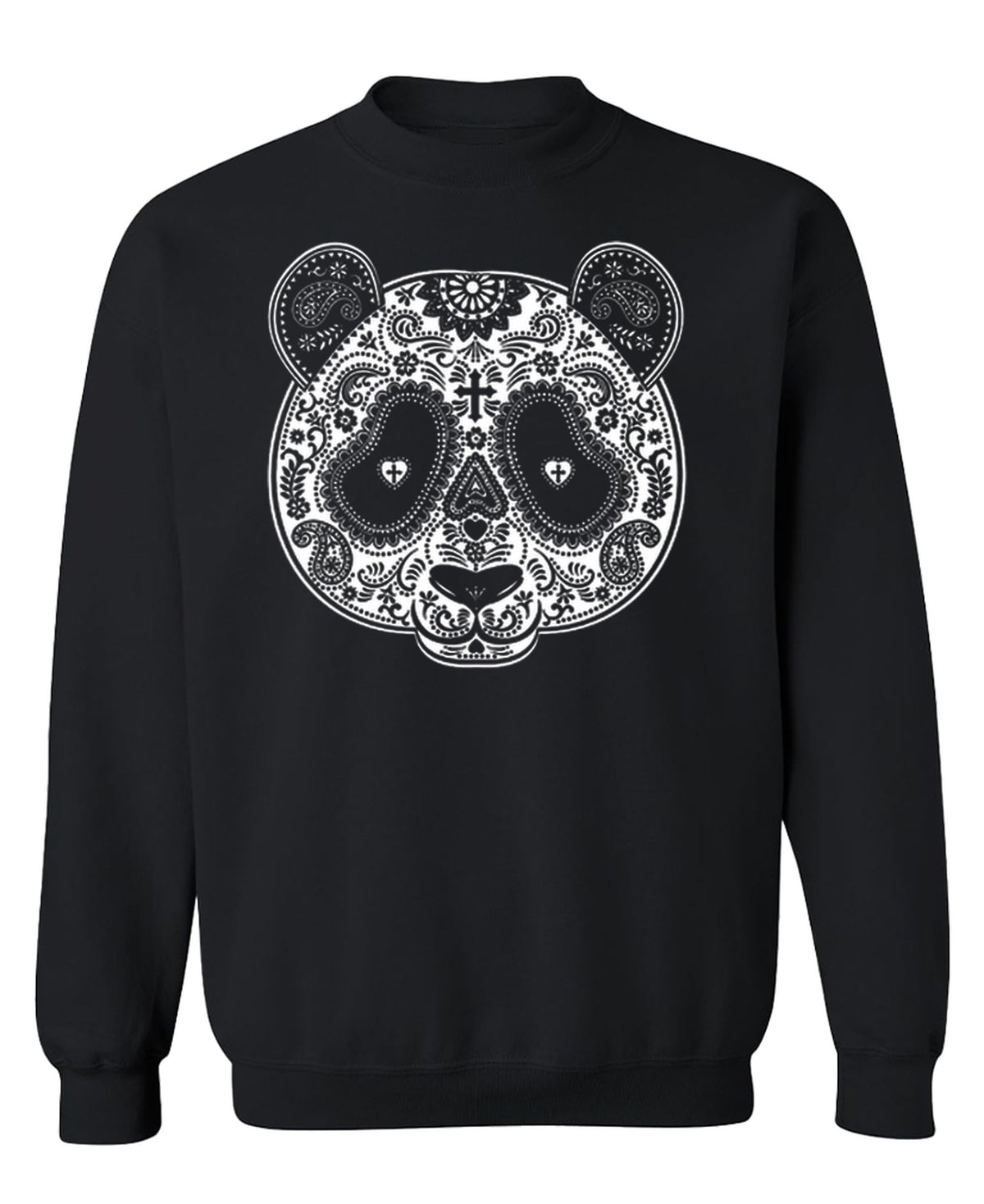 Decorative Panda Skull — Black Sweatshirt — front
