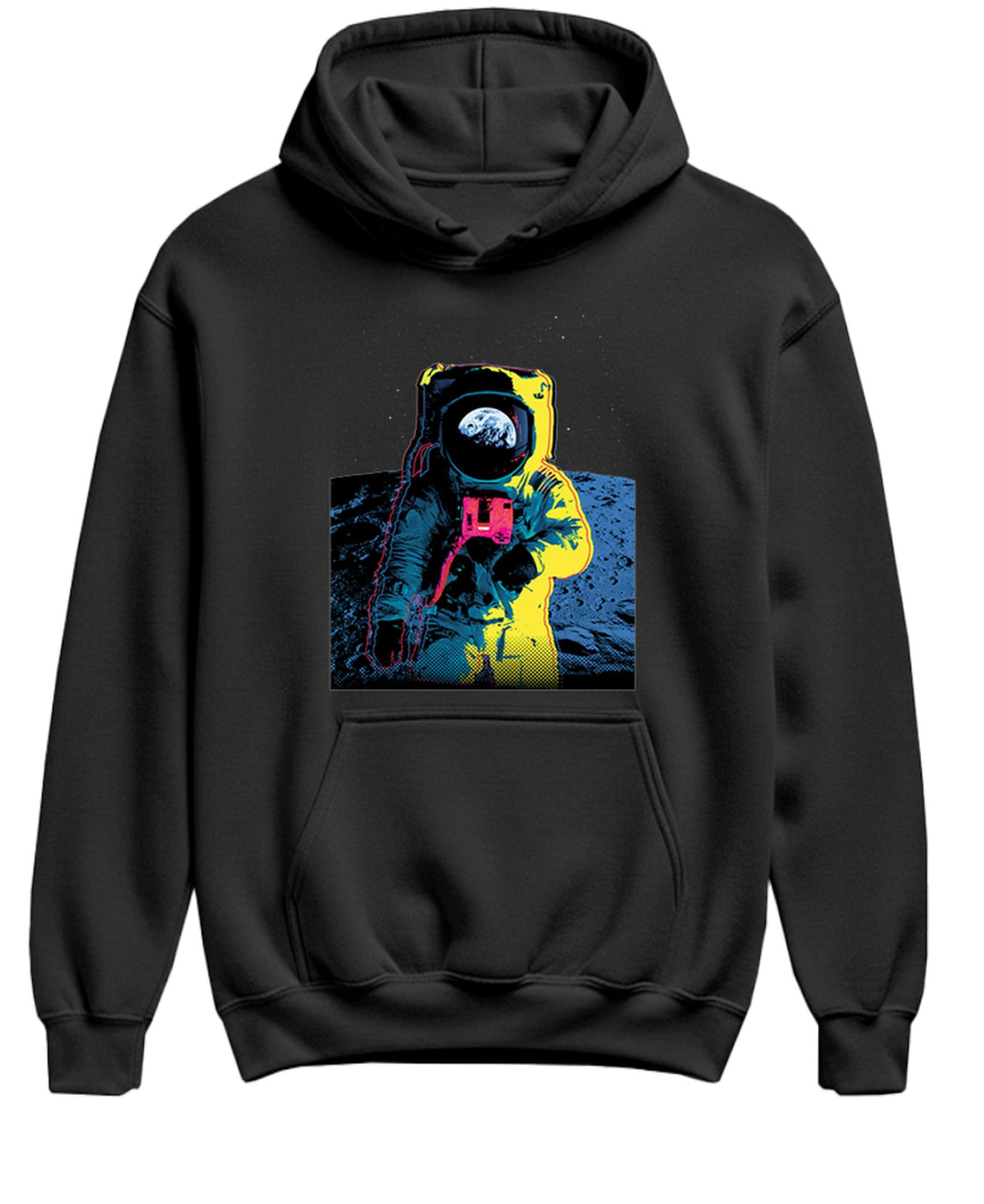 Colorful Astronaut — Black Hoodie — front