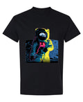 Colorful Astronaut — Black T-Shirt — front