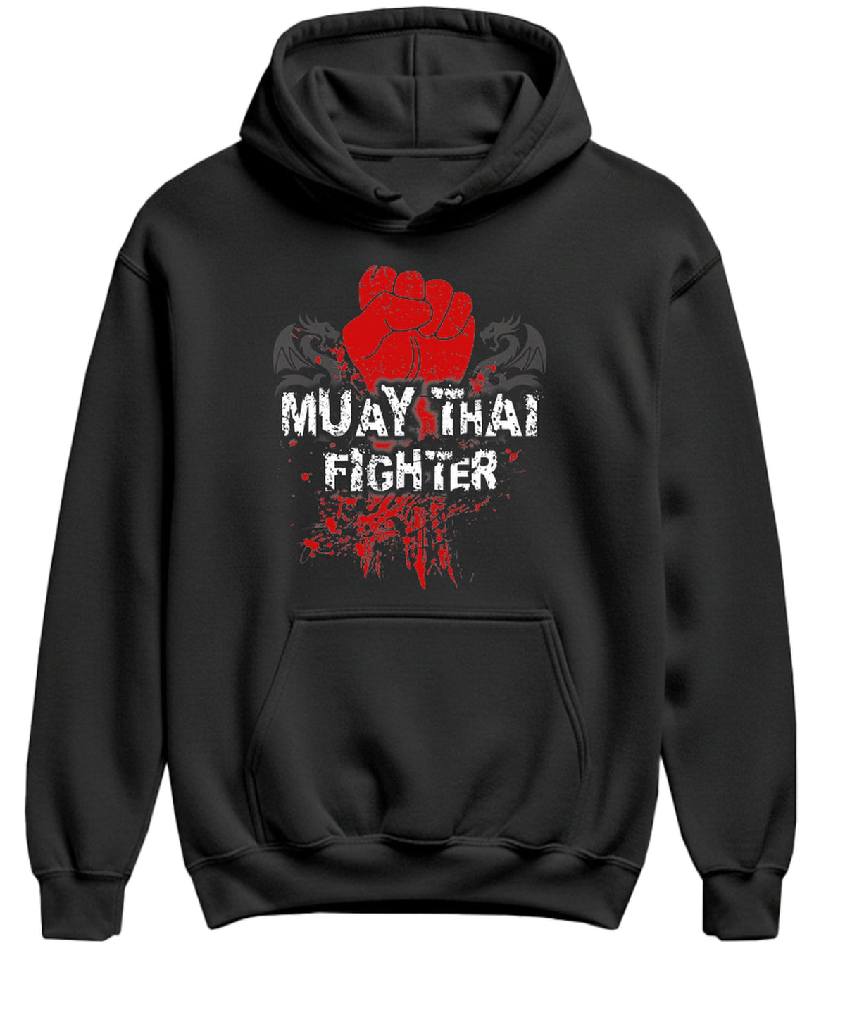 Muay Thai Fighter — Black Hoodie — front