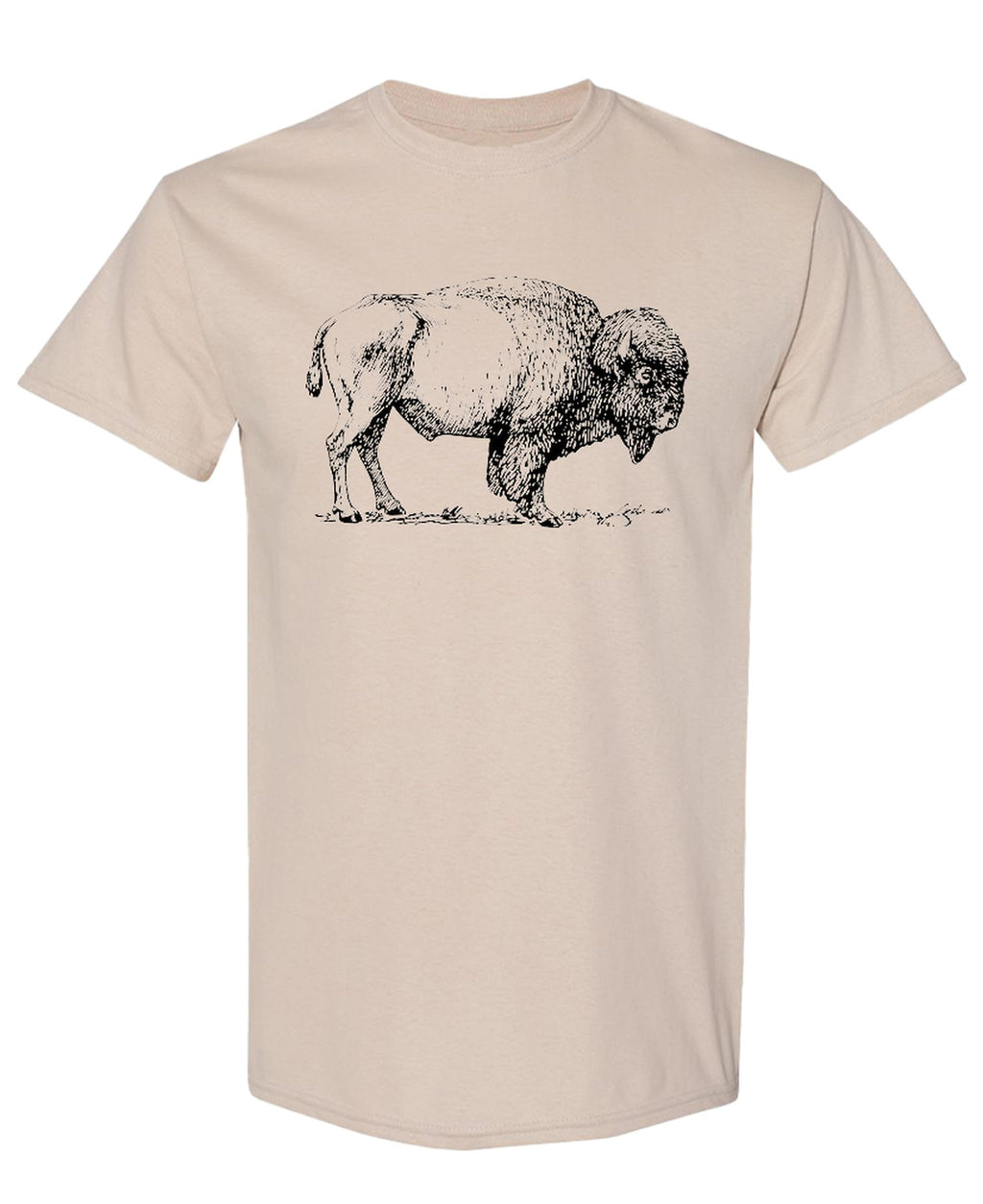 Bison Illustration — Sand T-Shirt — front