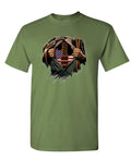 Guitar and Drums Torn Shirt — Military Green T-Shirt — front