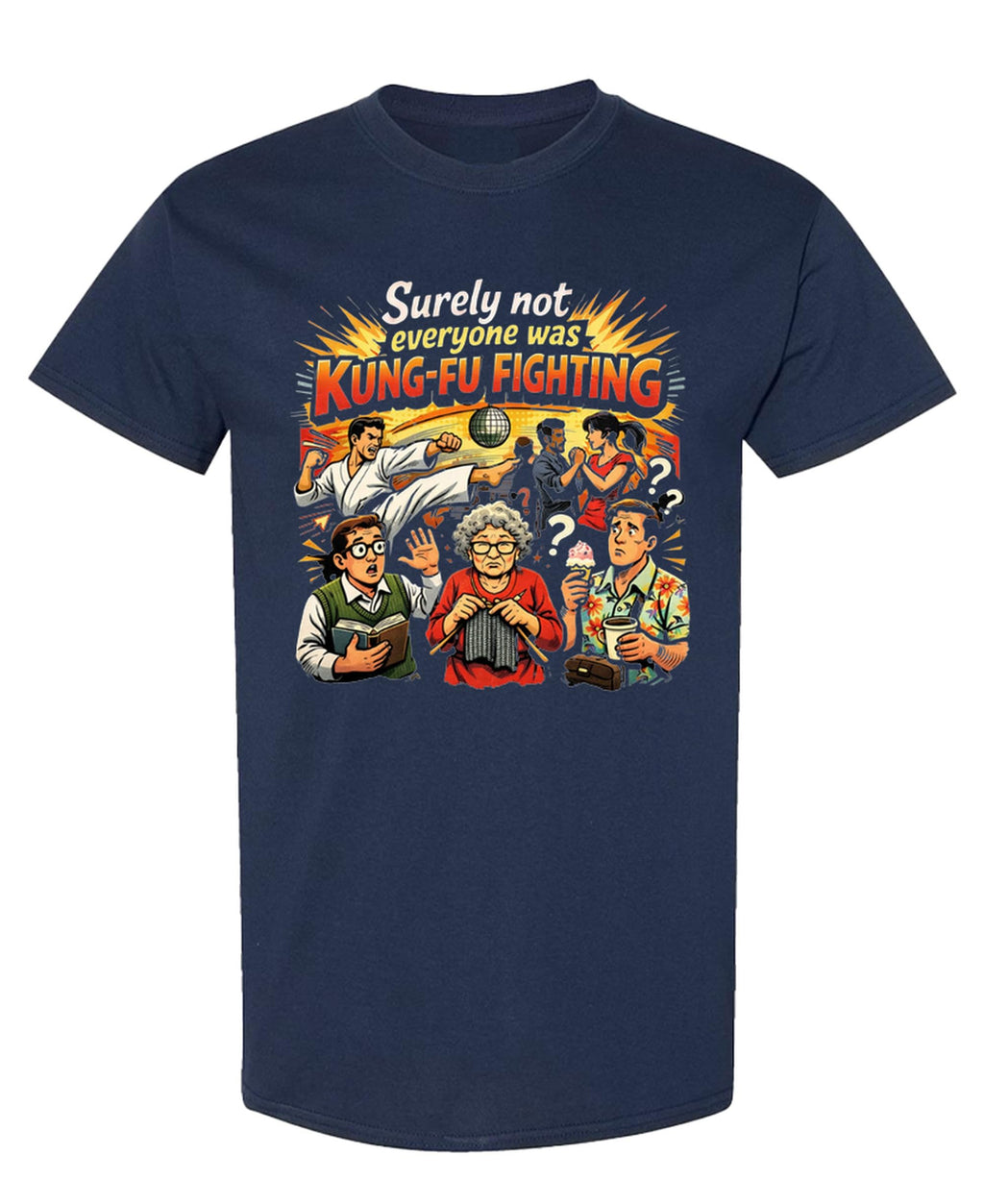 Kung Fu Fighting — Navy T-Shirt — front