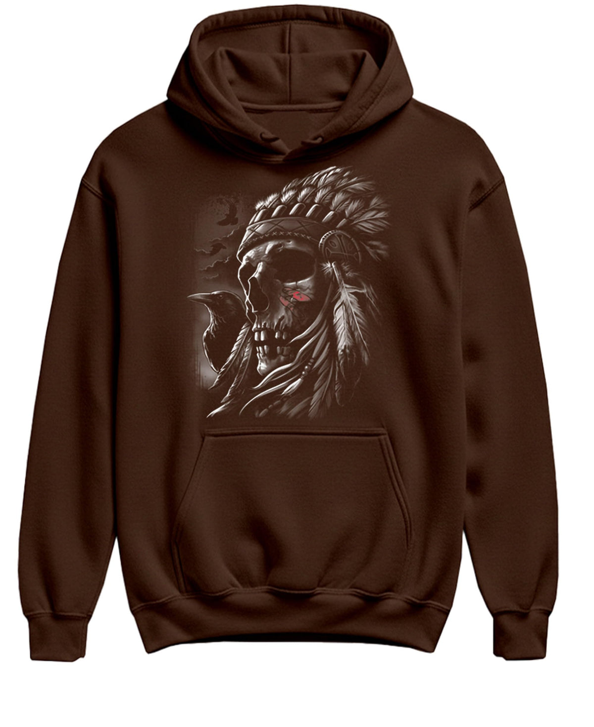 Eagle and Feathered Skull — Chocolate Hoodie — front