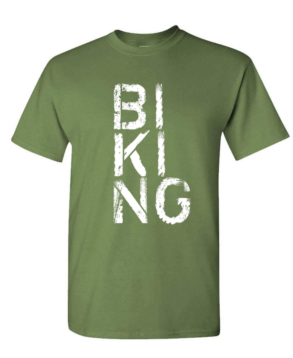 Biking Typography — Military Green T-Shirt — front