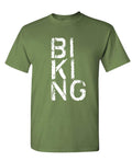Biking Typography — Military Green T-Shirt — front