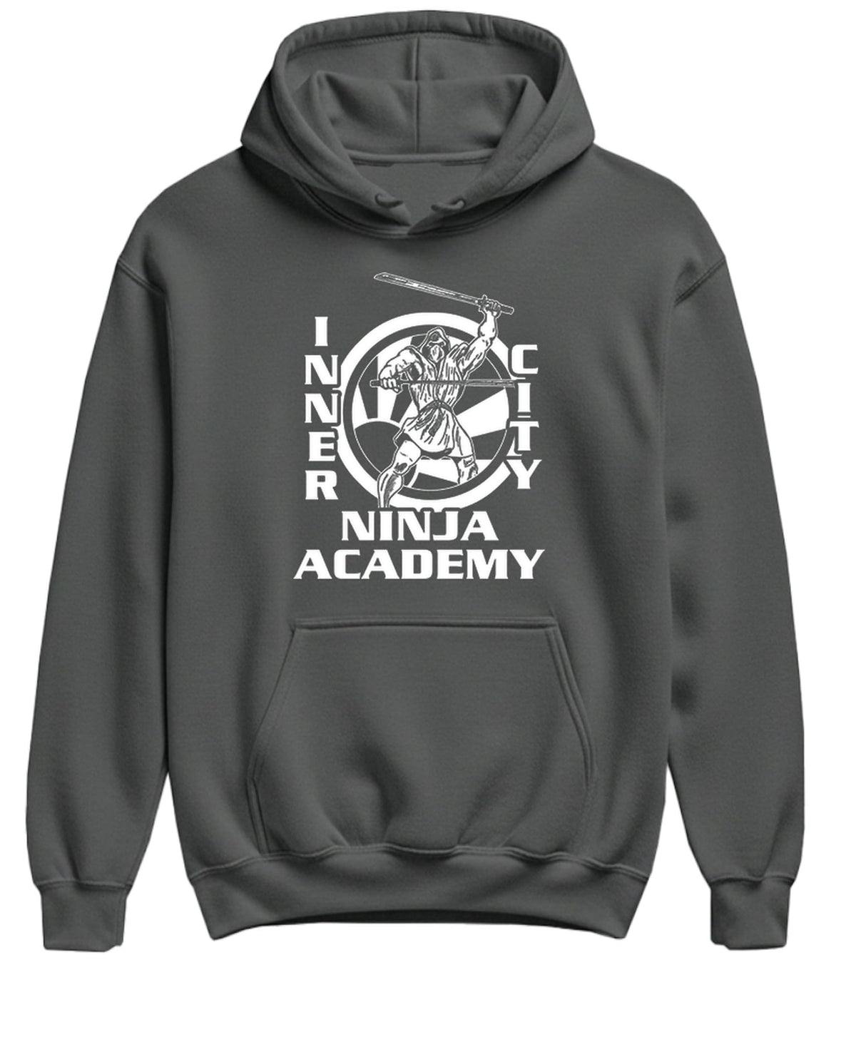 Inner City Ninja Academy — Charcoal Hoodie — front