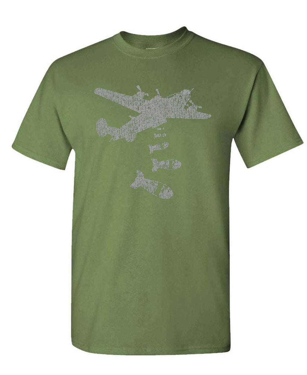 Dropping F Bombs Airplane — Military Green T-Shirt — front