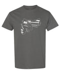 Revolver Line Drawing — Charcoal T-Shirt — front