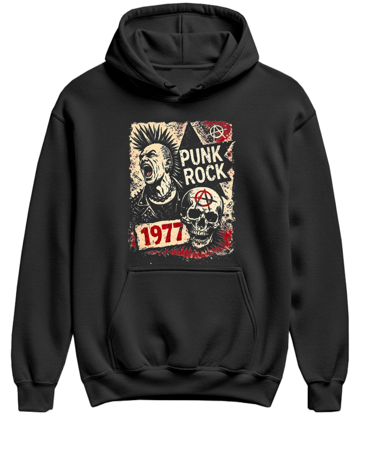 Punk Rock 1977 — Black Hoodie — front