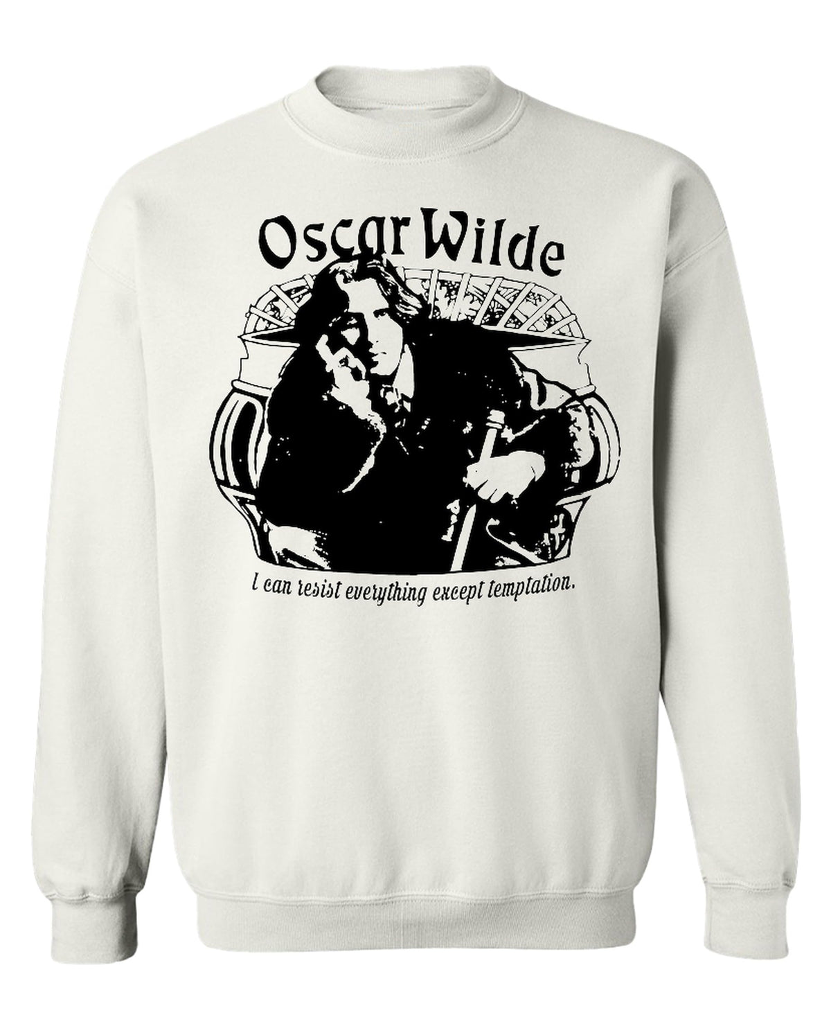 Oscar Wilde Temptation Portrait — White Sweatshirt — front