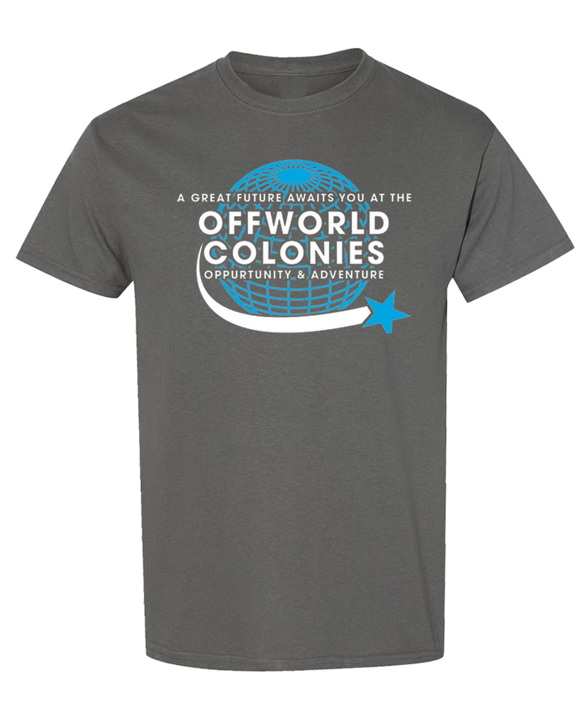 Offworld Colonies — Charcoal T-Shirt — front