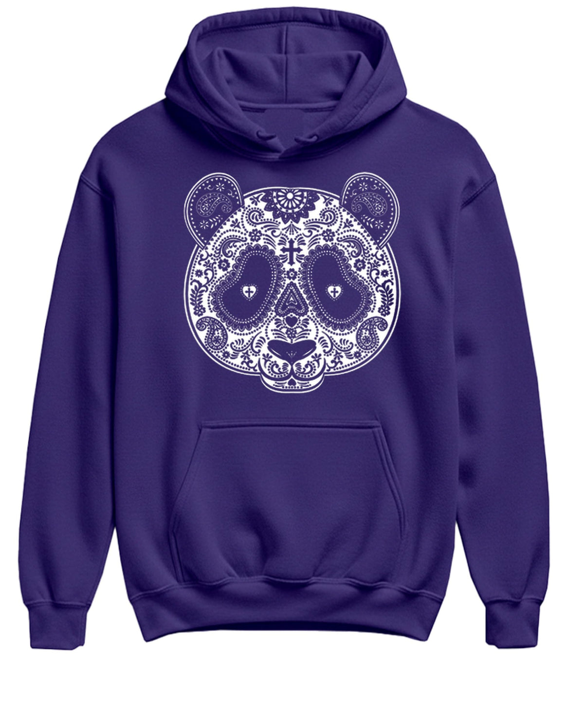 Decorative Panda Skull — Purple Hoodie — front