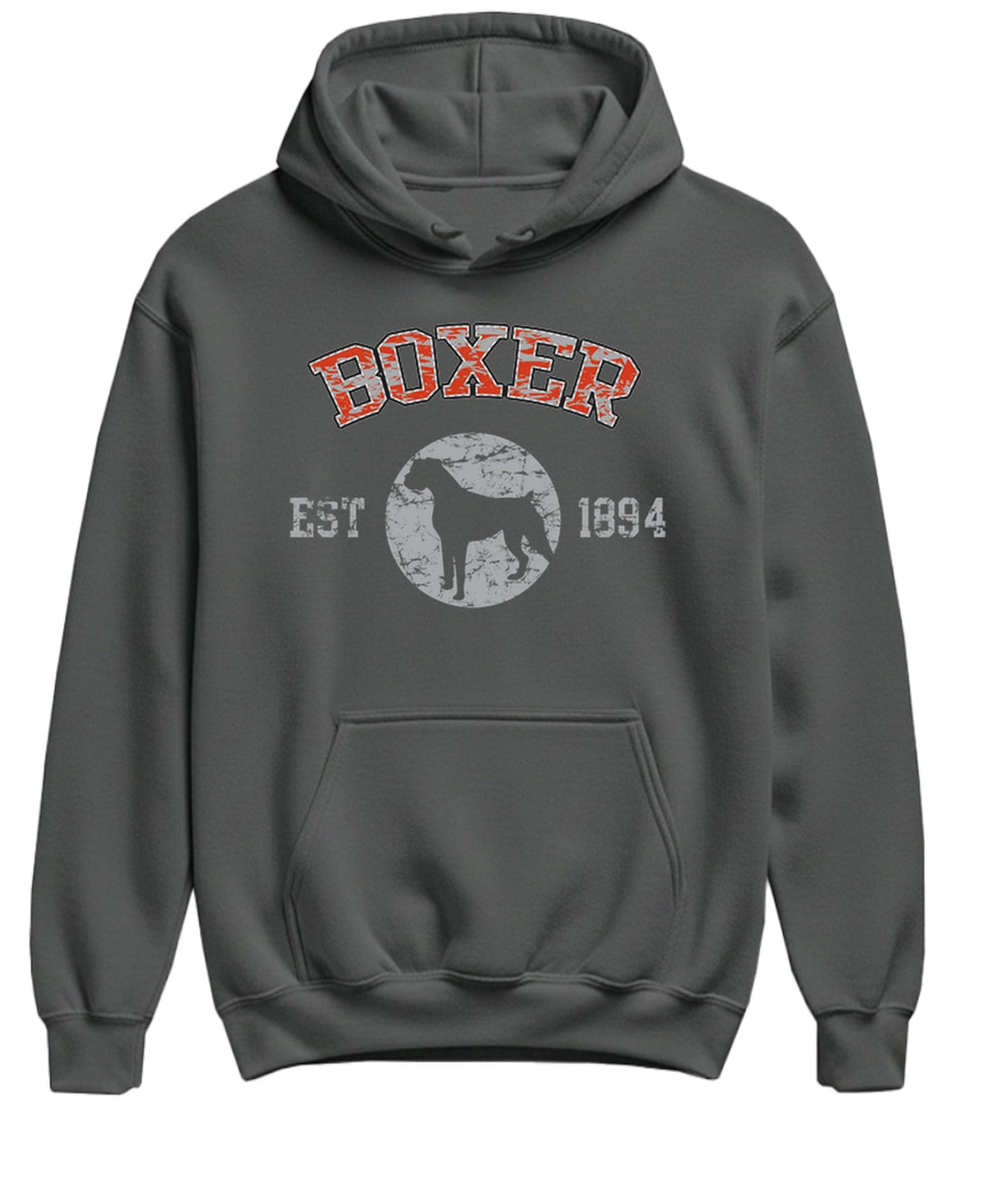 Boxer Established 1894 — Charcoal Hoodie — front