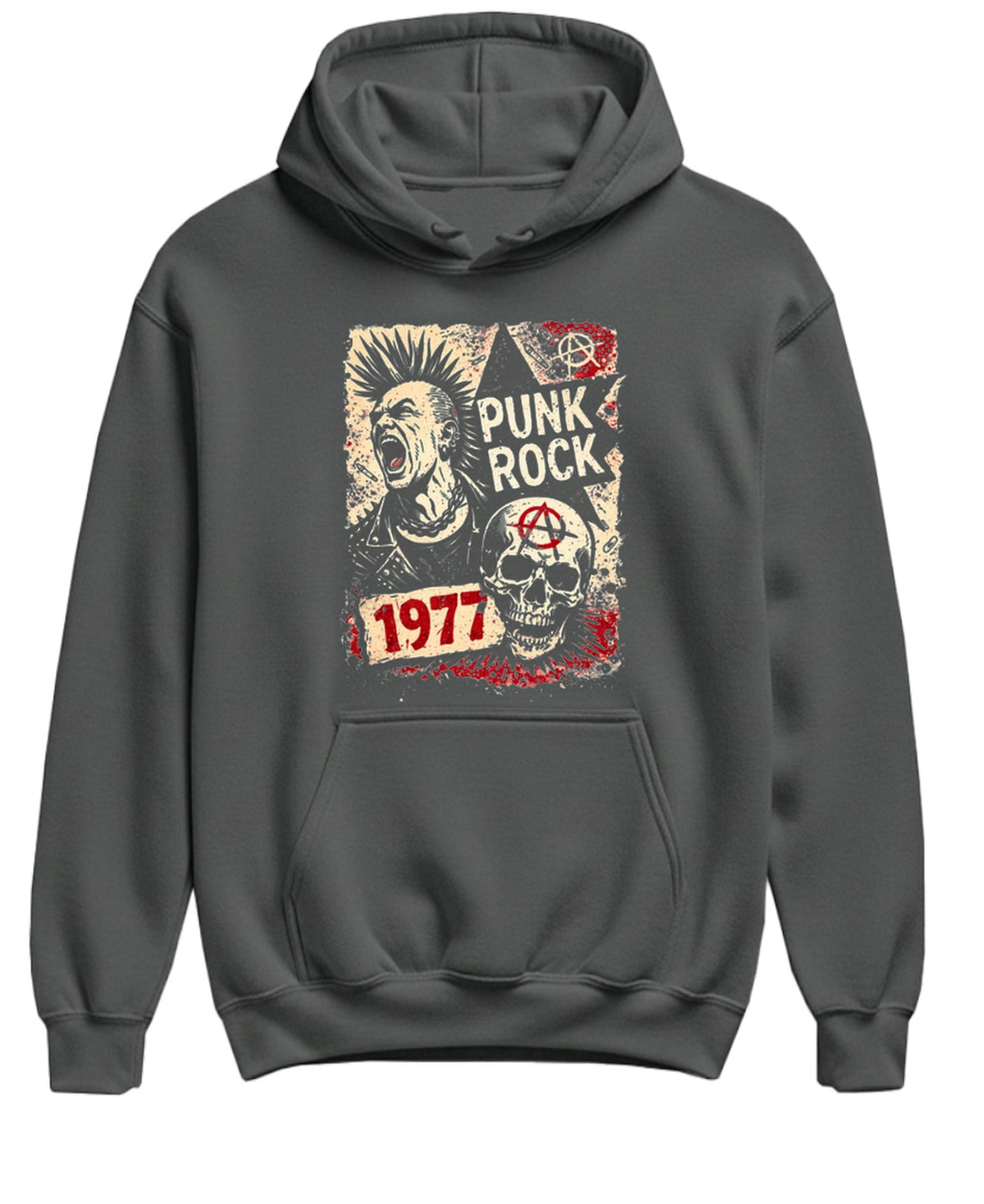 Punk Rock 1977 — Charcoal Hoodie — front