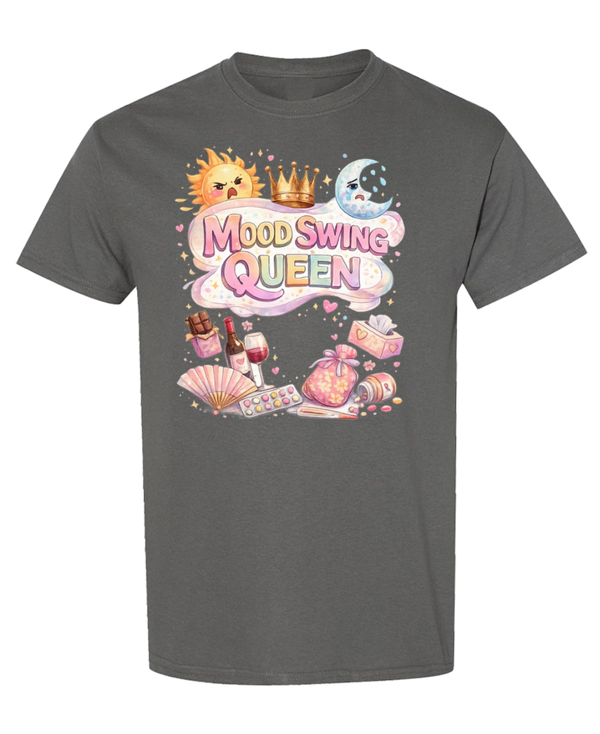 Mood Swing Queen — Charcoal T-Shirt — front