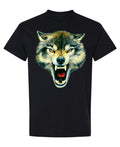 Snarling Wolf — Black T-Shirt — front