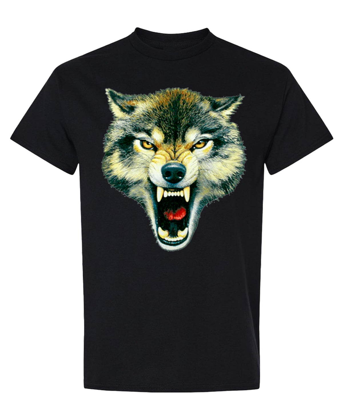 Snarling Wolf — Black T-Shirt — front