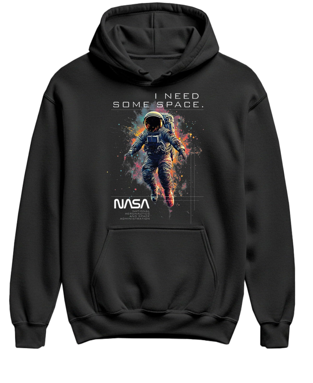 I Need Some Space Astronaut — Black Hoodie — front