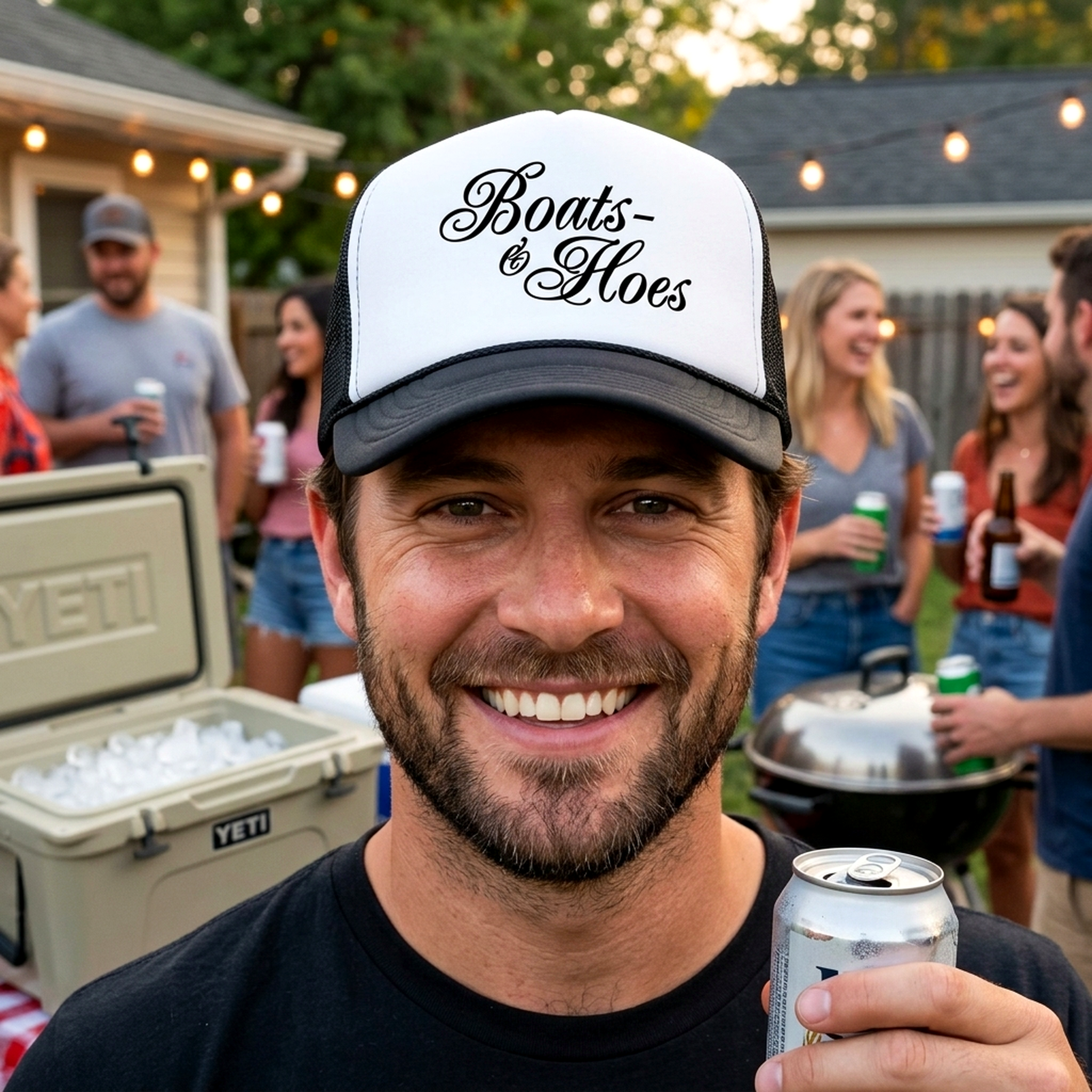 BOATS N HOES - prestige worldwide ferrell funny - Vintage Retro Style Trucker Cap Hat - Five Panel Retro Style TRUCKER Cap
