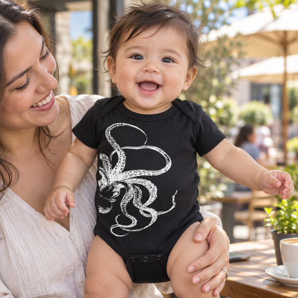 Kraken Attackin' — Black Infant Bodysuit — lifestyle alt