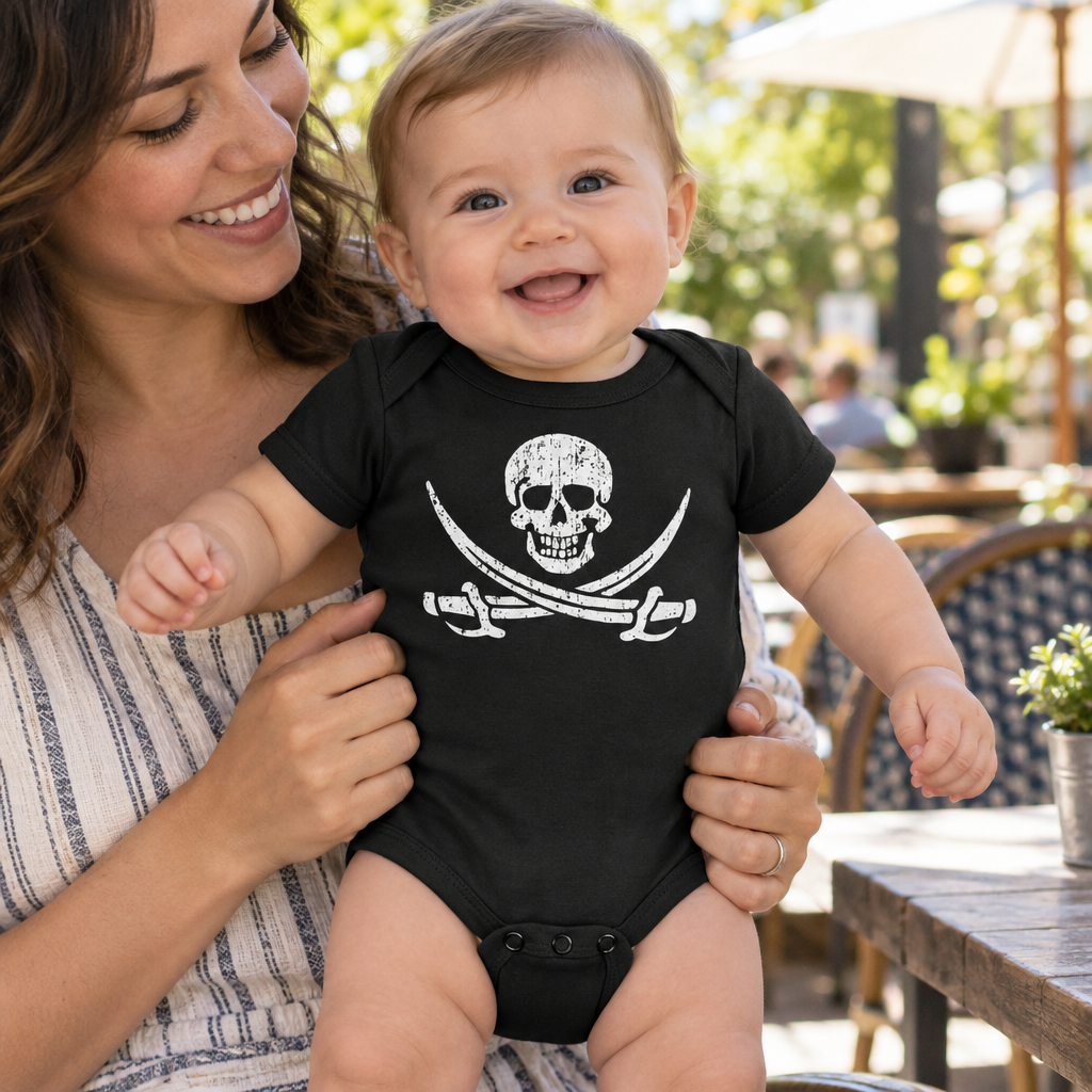 Jolly Roger Pirate — Black Infant Bodysuit — lifestyle alt