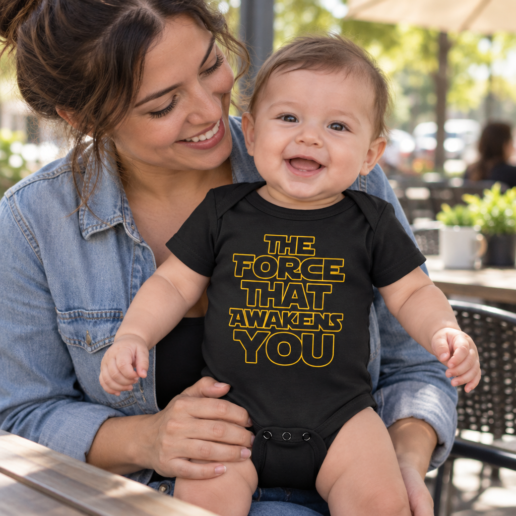 The Force That Awakens You — Black Infant Bodysuit — lifestyle alt