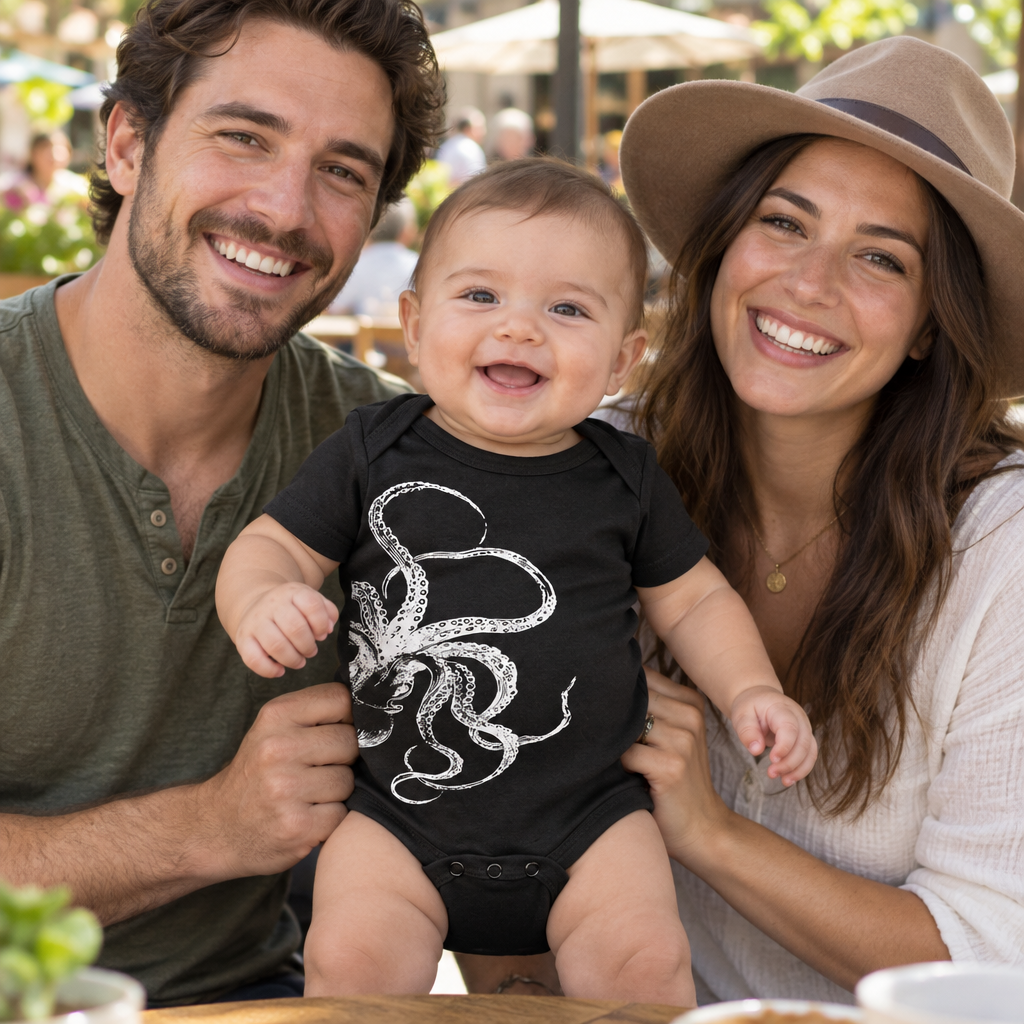 Kraken Attackin' — Black Infant Bodysuit — lifestyle group